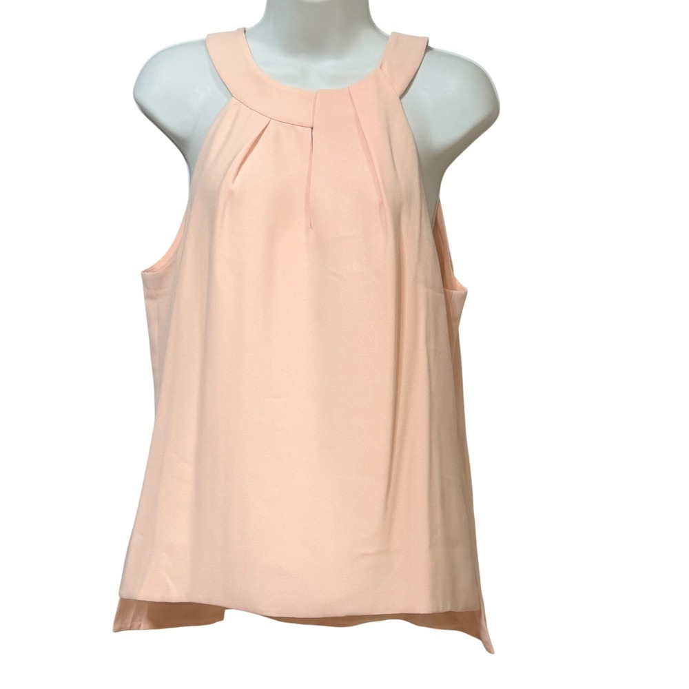Ted Baker London Beaula Peach Pleated High Neck Sleeveless Blouse Size 4